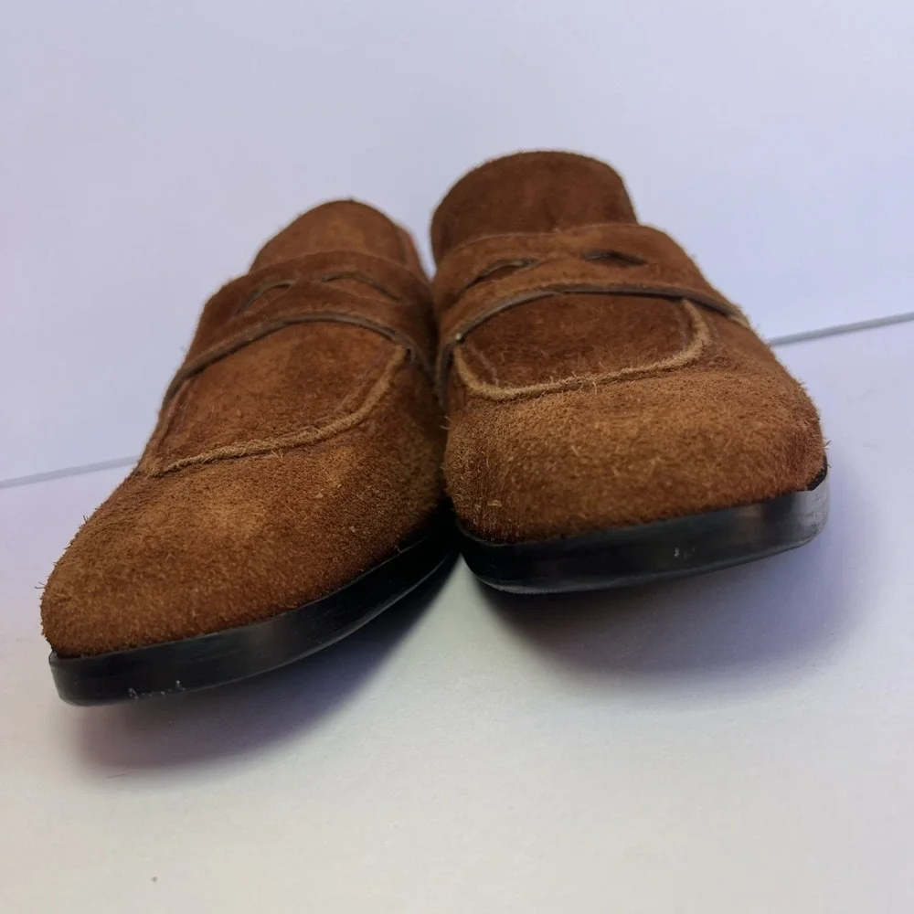 VTG Italian Suede Penny Loafers Mens 43 US 10 Brown Shaggy Handmade Nardi